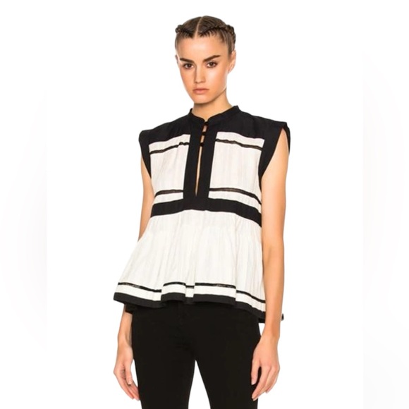 Isabel Marant Tops - Isabel Marant Etoile Black & White Ransom Ecru Sleevless Top